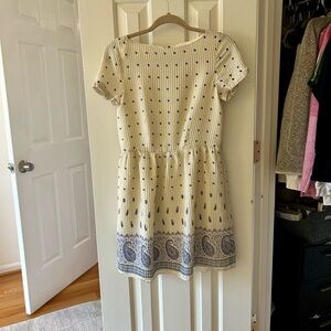 Madewell Cream and Navy Floral Dress